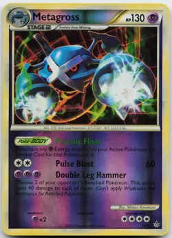 Metagross 4/95 Reverse Holo Pokemon HGSS Unleashed - NM - Image 1