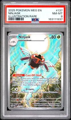 PSA 8 Ninjask 137/132 Pokemon Me01: Mega Evolution Illustration Rare 2025 NM-MT - Image 1