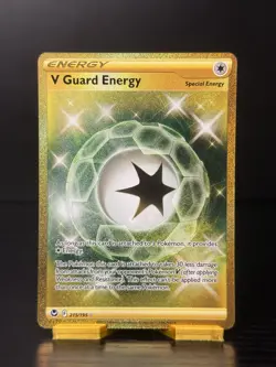 V Guard Energy 215/195 -Secret Rare Holo Gold- SW&SH: Silver Tempest Pokemon NM - Image 1