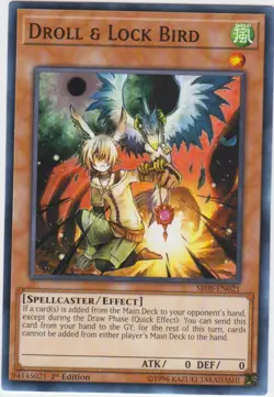 Yugioh! HP Droll & Lock Bird - SR08-EN021 - Common - 1st Edition Heavily Played, - Image 1