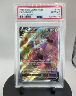 2022 Pokemon Sword & Shield Lost Origin Rotom V #177/196 *ALTERNATE ART* PSA 10 - Image 1