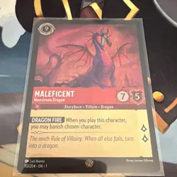 Disney Lorcana Maleficent Monstrous Dragon Legendary Foil 113/204 1st EN - Image 1