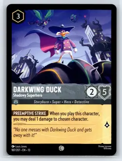#187 Darkwing Duck - Shadowy Superhero - Common 2026 Lorcana Attack of the Vine - Image 1