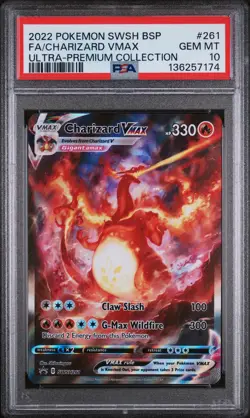 2022 POKEMON SWSH BLACK STAR PROMO #261 FULL ART/CHARIZARD VMAX PSA 10 - Image 1
