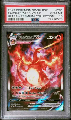 PSA 10 2022 Pokemon Charizard VMAX SWSH261 Full Art Holo Black Star Promo - Image 1