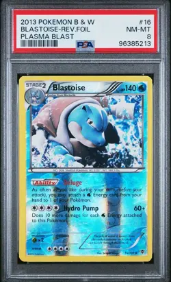 PSA 8 NM-MT Pokemon Blastoise B&W Plasma Blast Reverse Rev Holo Foil Rare #16 - Image 1