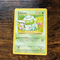 Pokemon card TCG Bulbasaur 44/102 Base Set "Shadowless" 1999 English LP - Image 1