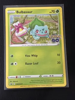 Pokemon TCG Bulbasaur SWSH231 Pokemon Go Black Star Promo Card. Cosmos Holo - Image 1