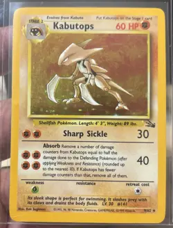 Pokemon TCG Kabutops Holo Rare Card 9/62 Fossil Unlimited 1999 Vintage WOTC - Image 1