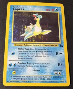 Pokemon TCG Lapras Fossil Holo Unlimited Rare Card 10/62 1999 WoTC - Image 1