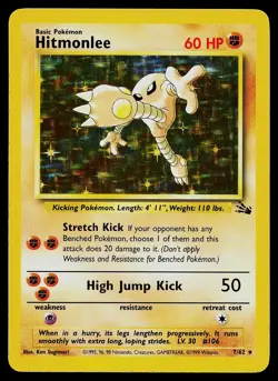 Pokemon Card - Hitmonlee Fossil 7/62 Unlimited Holo Rare - Image 1