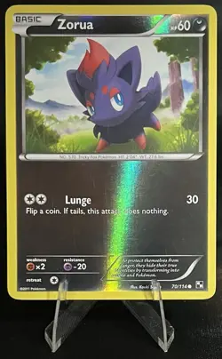 NM- Zorua 70/114 Rev Holo Black and White Authentic Pokemon Card - Image 1