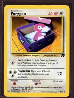 Porygon Non-Holo WOTC Pokemon Card 48/82 Rocket Set PLAYED - Image 1