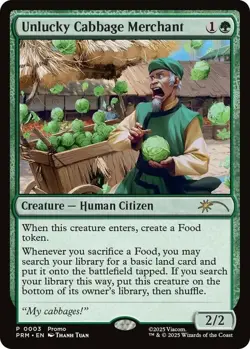 MTG Unlucky Cabbage Merchant - Foil - Standard Showdown Promo, Unique & Misc. Pr - Image 1
