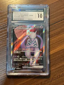 Pokemon TCG Team Rocket's Mewtwo ex CGC 10 114/098 SV10 SR Holo JP 2025 - Image 1