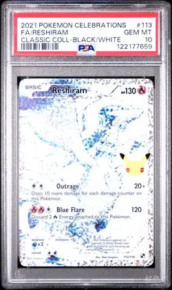 Reshiram #113 2021 Pokemon Celebrations Classic Collection PSA 10 250001 - Image 1