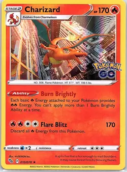 Charizard 010/078 Holo Rare Pokemon GO Pokemon Holo Near Mint - Image 1