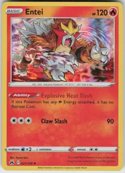 Holo Entei 021/159 Rare Crown Zenith Near Mint - Image 1