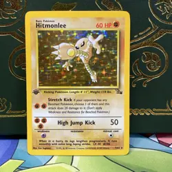 Pokemon TCG Hitmonlee 7/62 Fossil 1st Edition Holo Rare LP + NM - - Image 1