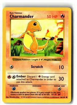 Charmander ⭐ 46/102 Vintage WOTC Base Set Shadowless 1999 Pokemon NM - Image 1