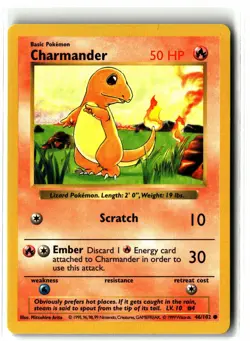 Charmander ⭐ 46/102 Vintage WOTC Base Set Shadowless 1999 Pokemon NM - Image 1