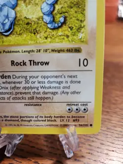 Onix 56/102 Shadowless Base Set 1999 Vintage WOTC Pokemon TCG - Image 5