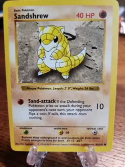 Sandshrew 62/102 Shadowless Base Set 1999 WOTC Vintage Pokemon TCG - Image 1
