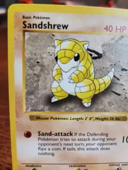 Sandshrew 62/102 Shadowless Base Set 1999 WOTC Vintage Pokemon TCG - Image 2