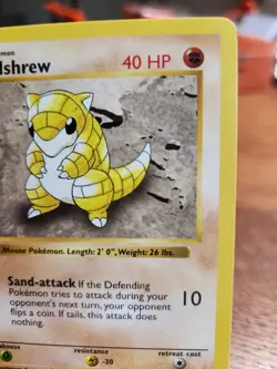 Sandshrew 62/102 Shadowless Base Set 1999 WOTC Vintage Pokemon TCG - Image 3