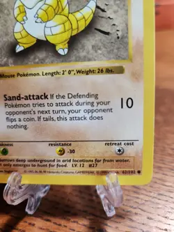 Sandshrew 62/102 Shadowless Base Set 1999 WOTC Vintage Pokemon TCG - Image 5