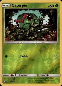 Caterpie 1/68 Common Hidden Fates Pokemon Reverse Holo Near Mint - Image 1