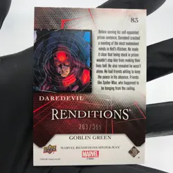 Marvel Card Daredevil 83 Green /399 Fleer Upper Deck Renditions [NM] - Image 3