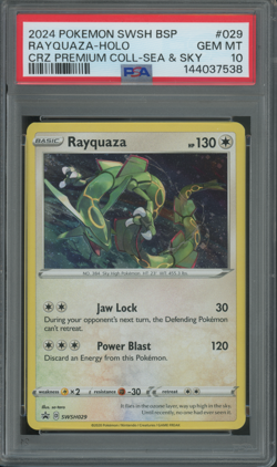 2024 Pokemon Rayquaza #SWSH029 Crown Zenith Sea & Sky Promo Holo PSA 10 GEM MINT - Image 1