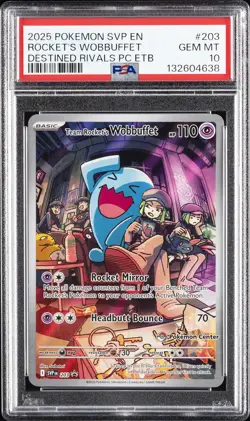 2025 POKEMON SVP EN-SV BLACK STAR PROMO #203 TEAM ROCKET'S WOBBUFFET PSA 10 - Image 1