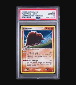 2004 POKEMON EX PILOSWINE-HOLO TEAM ROCKET RETURNS #13 PSA 10 Gem MT - Image 1