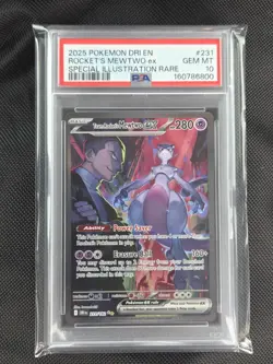 2025 POKEMON DRI EN-DESTINED RIVALS #231 TEAM ROCKET'S MEWTWO EX PSA 10 - Image 1