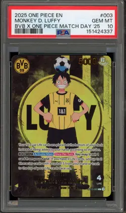 One Piece CCG Monkey.D.Luffy BVB X One Piece Match Day '25 ST13-003 PSA 10 - Image 1