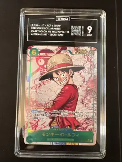 One Piece Carrying on His Will Japanese Monkey D Luffy #OP13-118 SR TAG 9 - Image 1
