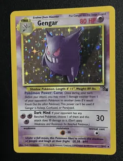 Pokemon TCG Fossil Gengar 5/62 Holo Rare 1999 English 80 HP Stage 2 - Image 1