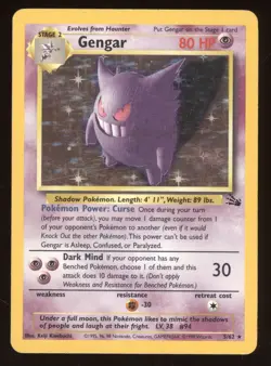 1999 Pokemon Fossil Gengar Holo Rare #5/62 - Image 1