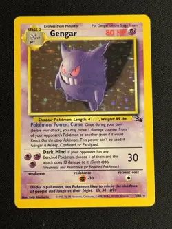 Pokemon TCG Gengar Fossil Holo Rare Unlimited 5/62 80 HP 1999 English WOTC - Image 1