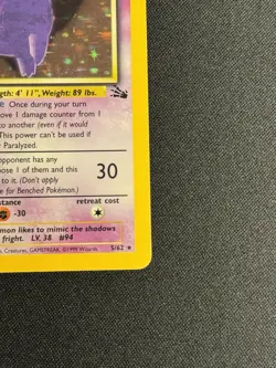 Pokemon TCG Gengar Fossil Holo Rare Unlimited 5/62 80 HP 1999 English WOTC - Image 4