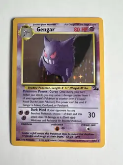 Pokemon TCG Gengar Holo Rare Unlimited 5/62 Fossil 1999 80HP English WOTC - Image 1