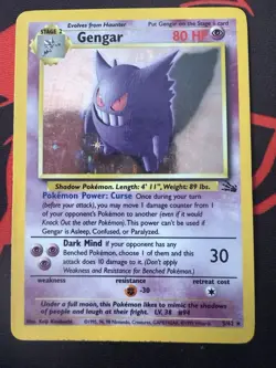 Pokemon Gengar TCG Fossil Holo Card 5/62 Unlimited Holo Rare (1999) Vintage - Image 1