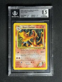 BGS 8.5 Blaine's Charizard Holo Rare 2/132 Unlimited Gym Challenge Pokemon Card - Image 1