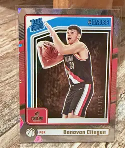 2024-25 Donruss Rated Rookie Donovan Clingan #223 Trail Blazers /175 Cubic - Image 1