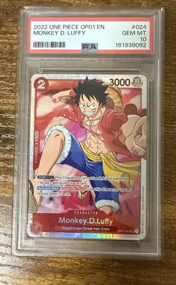 One Piece 2022 Romance Dawn Monkey D. Luffy OP01-024, SR English, PSA 10 - Image 1