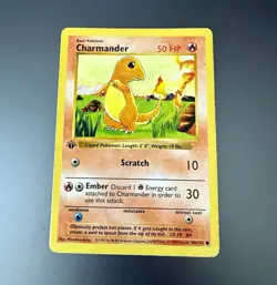 Pokemon TCG 1999 Charmander 46/102 Base Set Shadowless 1st Ed English - Image 1
