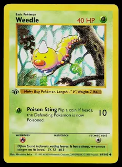 Pokemon Card - Weedle Base Set Shadowless 69/102 1st Edition Common - Image 1