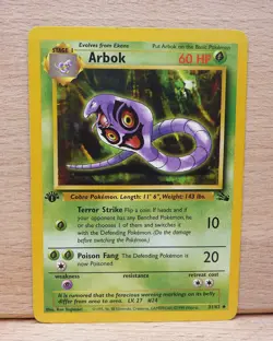 Pokemon TCG Arbok Card 31/62 Fossil, Regular 1st Edition, Uncommon LP/MP - Image 1